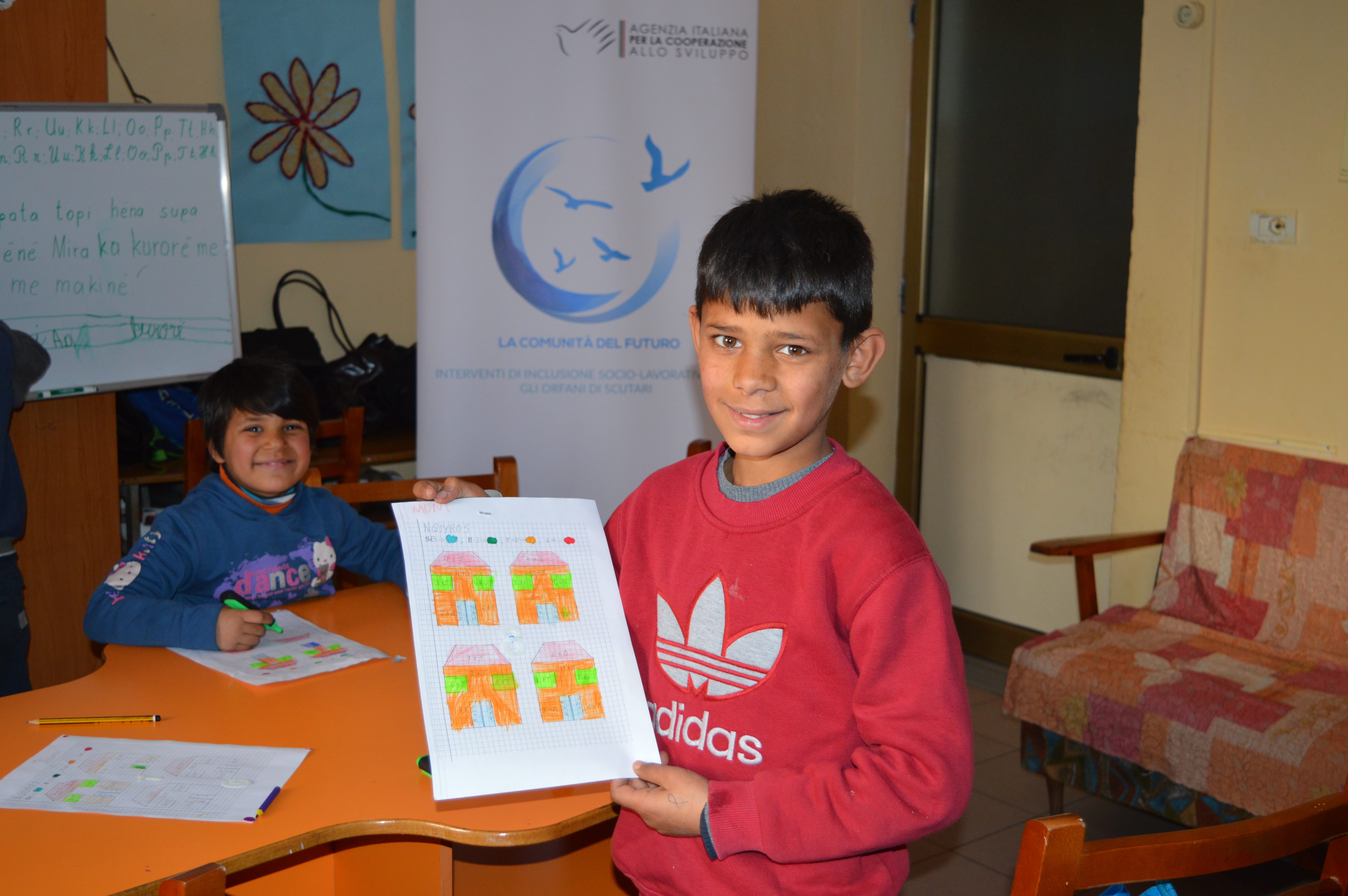 Corso di recupero scolastico, orfanotrofio scolare (6-18 anni), Scutari, il giorno: 25/01/2018